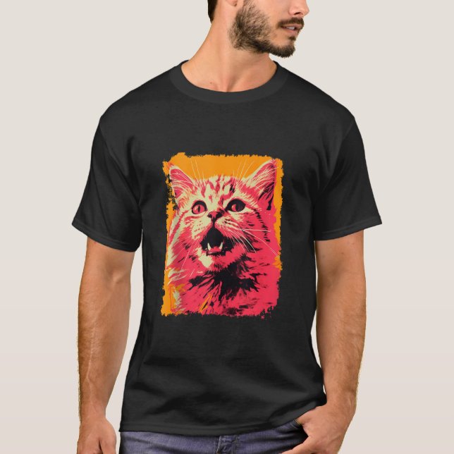 Pop Art Orange Ginger Pink Cat Tank Top (Front)