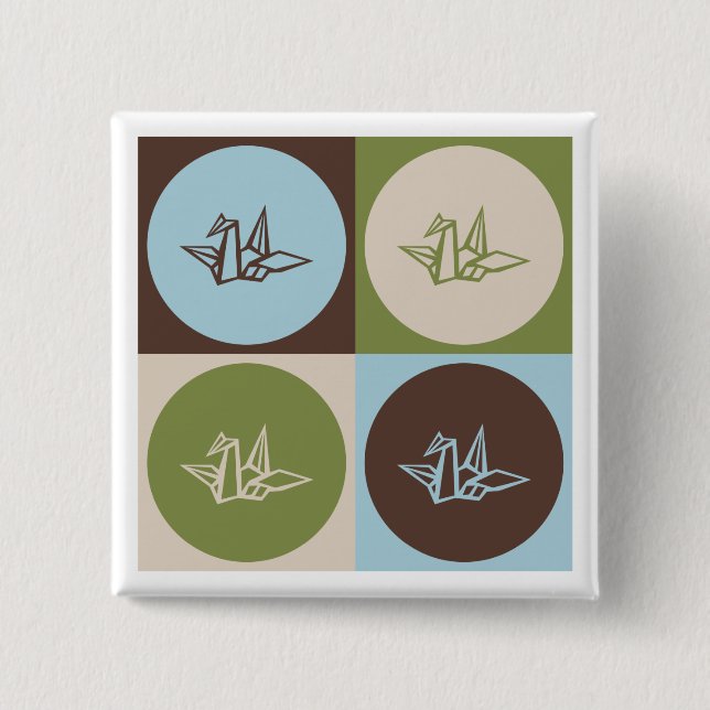 Pop Art Origami 15 Cm Square Badge (Front)