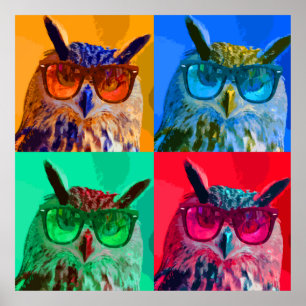 Pop art owl poster