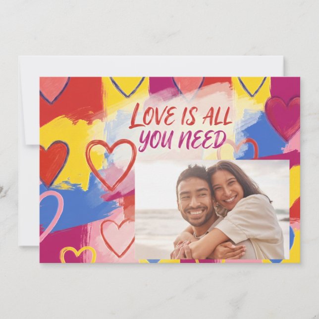 Pop Art Painterly Valentine's Day Postcard  (Front)