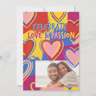 Pop Art Painterly Valentine's Day Postcard 
