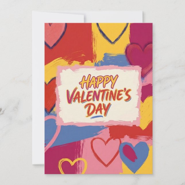 Pop Art Painterly Valentine's Day Postcard  (Front)