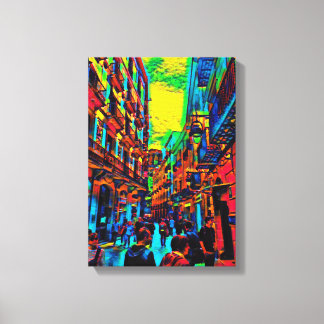 Pop art painting of a street in Barcelona Canvas Print