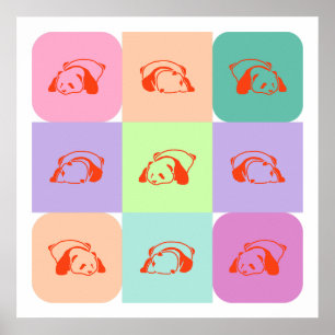 Pop Art Panda Bear Mix Poster