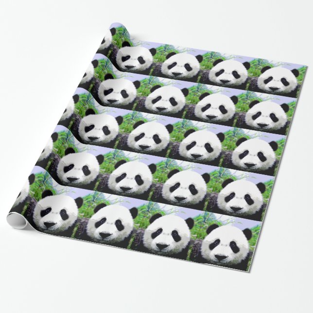 Pop Art Panda Christmas Wrapping Paper (Unrolled)