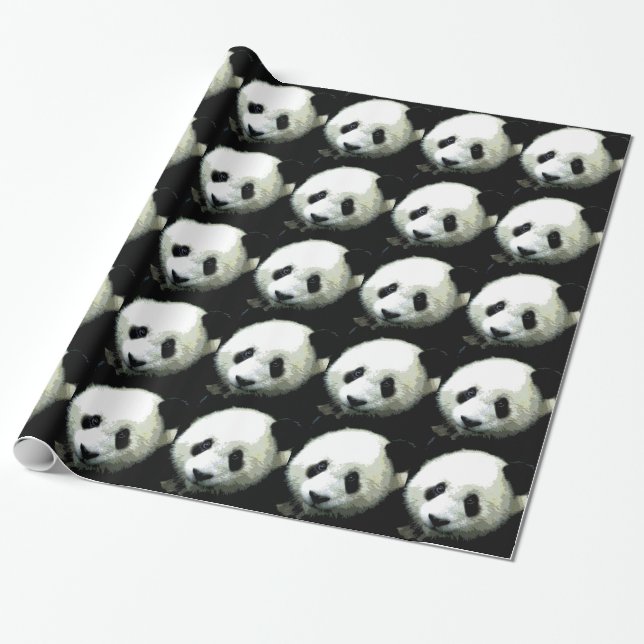 Pop Art Panda Christmas Wrapping Paper (Unrolled)