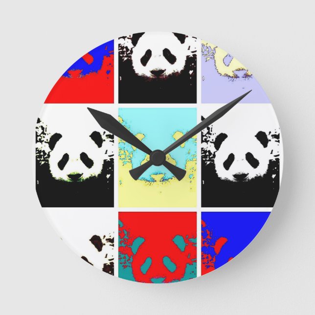 Pop Art Panda Round Clock (Front)