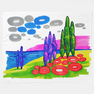 Pop Art Paradise – Bold Graphic Landscape Fleece Blanket