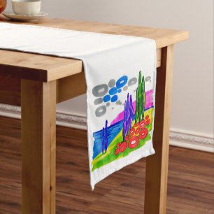 Pop Art Paradise – Bold Graphic Landscape Short Table Runner