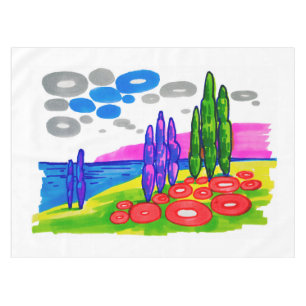 Pop Art Paradise – Bold Graphic Landscape Tablecloth