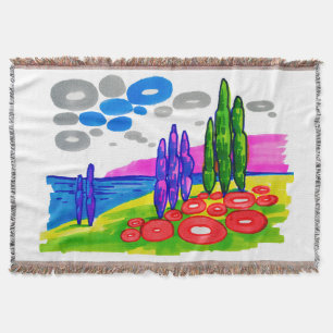 Pop Art Paradise – Bold Graphic Landscape Throw Blanket