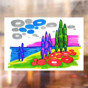 Pop Art Paradise – Bold Graphic Landscape Window Cling
