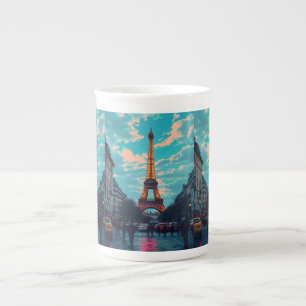 Pop Art Paris – Vibrant Retro Cityscape Bone China Mug
