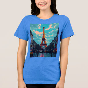 Pop Art Paris – Vibrant Retro Cityscape  Tri-Blend Shirt
