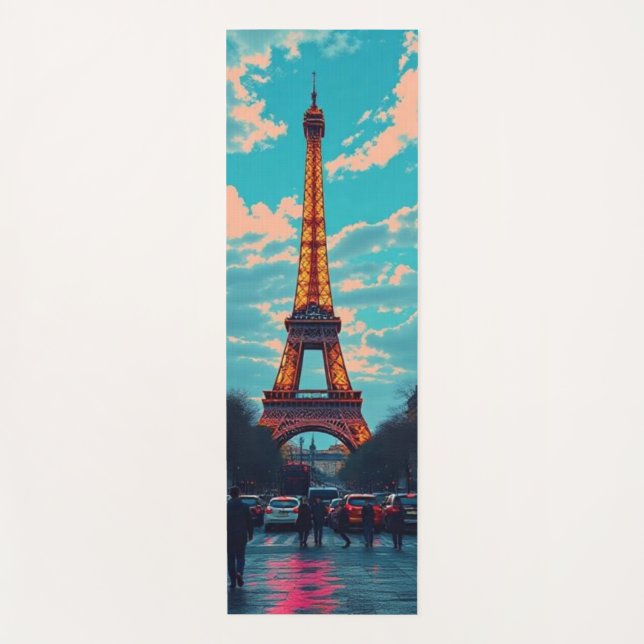 Pop Art Paris – Vibrant Retro Cityscape  Yoga Mat (Front)