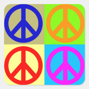 Pop Art Peace Sign Symbol Square Sticker