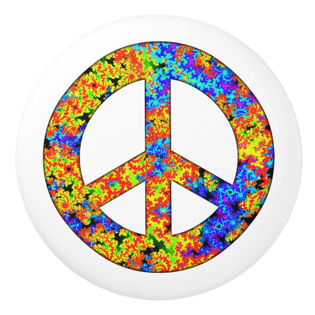 Pop Art Peace Symbol Door Knob (Front)