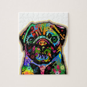 Pop Art Pet Pug Colourful Art Retro Jigsaw Puzzle