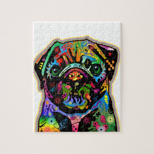 Pop Art Pet Pug Colourful Art Retro Jigsaw Puzzle (Vertical)