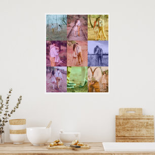 Pop Art Photo Collage Poster Retro Photo Blocks