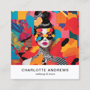 Pop Art Photo Collage Trendy Modern Square Business Card