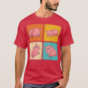 Pop Art Piglet Lover Farmer Cute Farm Animal Pig  T-Shirt