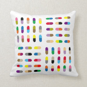 Pop-art pills on a pillow