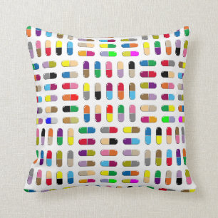 Pop-art pills on a pillow