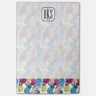 Pop Art Pineapples And Palm Leaves Monogram Post-it Notes