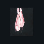 Pop Art Pink Ballet Shoes Canvas Print<br><div class="desc">A textured digital painting of delicate pink pointe shoes with scratches,  splashes,  and drips. The background is a rough texture in a dark aqua tint.</div>