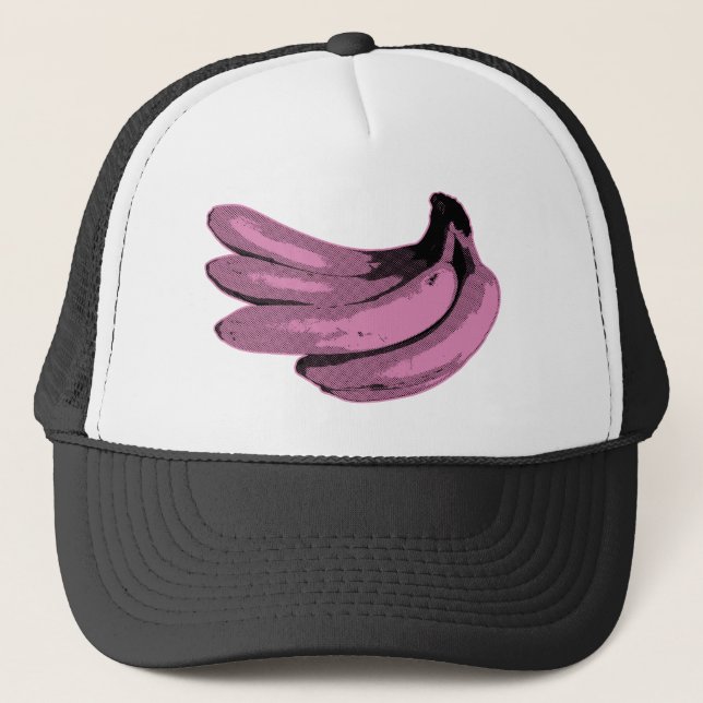 Pop Art Pink Banana Graphic Trucker Hat (Front)