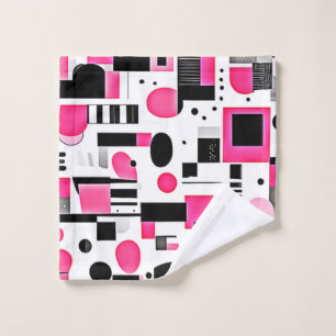 Pop Art Pink Geometry Design Bath Towel Set