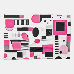 Pop Art Pink Geometry Design Tea Towel