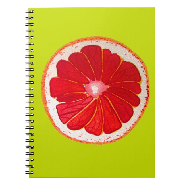 Pop art pink grapefruit original watercolour notebook (Front)