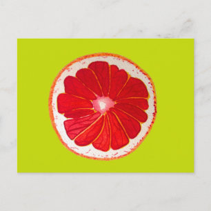 Pop art pink grapefruit original watercolour postcard