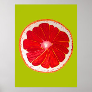 Pop art pink grapefruit original watercolour poster