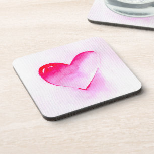 Pop art pink heart valentine coaster