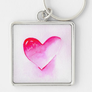 Pop art pink heart valentine key ring