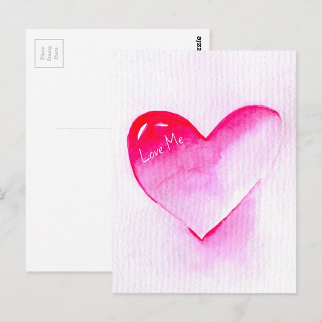 Pop art pink heart valentine postcard (Front/Back)