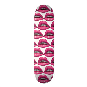 Pop Art Pink Lips Makeup Skateboard