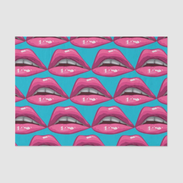 Pop Art Pink Lips Makeup Tissue Paper (Front)