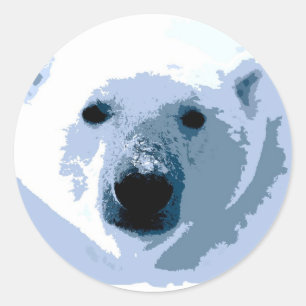 Pop Art Polar Bear Classic Round Sticker