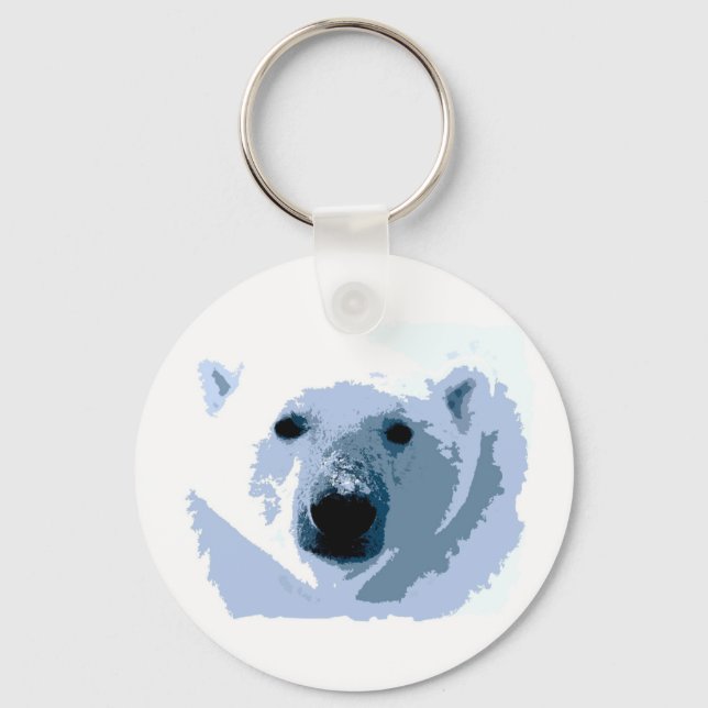 Pop Art Polar Bear Key Ring (Front)