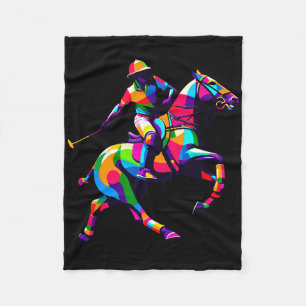 Pop Art Polo Horseback Riding Horses Equestrian Ho Fleece Blanket