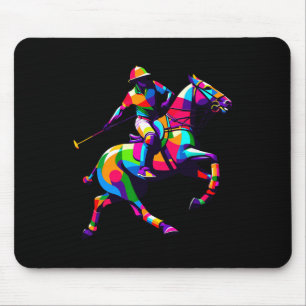 Pop Art Polo Horseback Riding Horses Equestrian Ho Mouse Mat