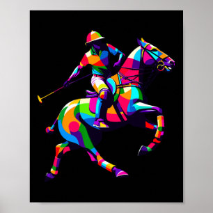 Pop Art Polo Horseback Riding Horses Equestrian Ho Poster