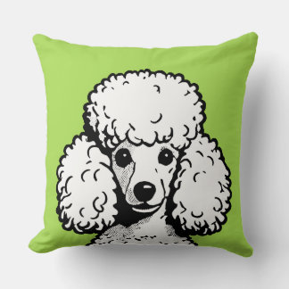 Pop Art Poodle Atomic Green & White Chic Aesthetic Cushion