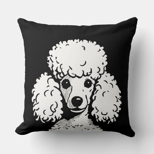 Pop Art Poodle Black & White Chic Aesthetic Cushion (Front)