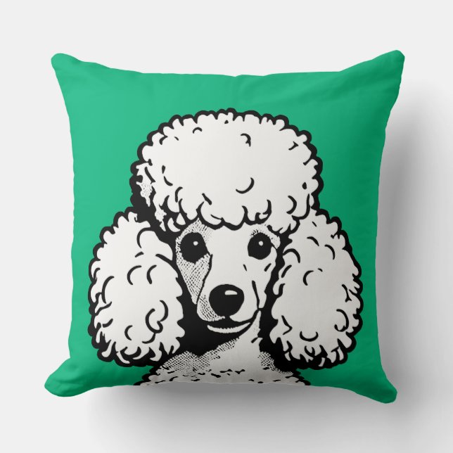 Pop Art Poodle Green & White Chic Aesthetic Cushion (Front)