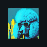 Pop Art Poodle in the City Canvas Print<br><div class="desc">Step into the cool world of pop art with our vibrant canvas print featuring a stylish poodle in the city. With its playful design and bold colours in shades of blue and yellow, this artwork captures the energy and excitement of urban life with a touch of whimsy. Experience the joy...</div>